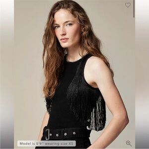 Black Fringe Cashmere Top